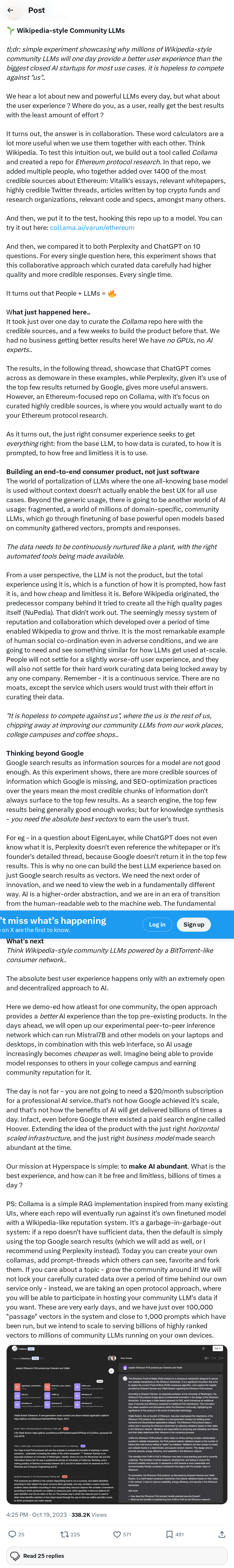 Wikipedia-style Community LLMs
tl;dr: simple experiment showcasing why millions of Wikipedia-style community LLMs will one day provide a be