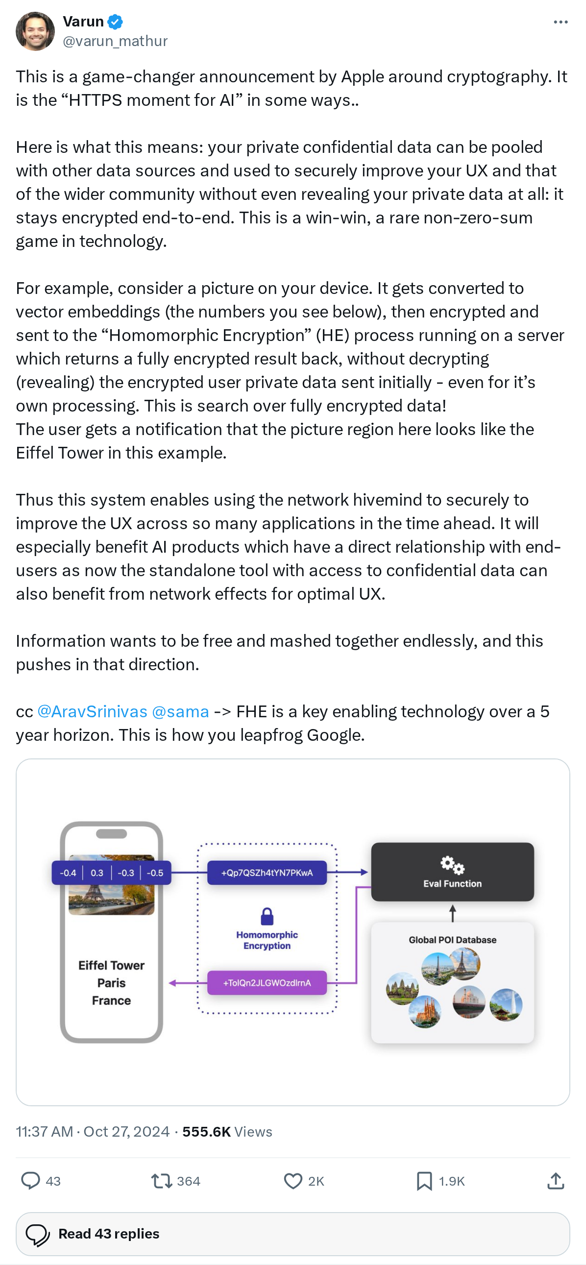 This is a game-changer announcement by Apple around cryptography. It is the “HTTPS moment for AI” in some ways..
Here is what this means: