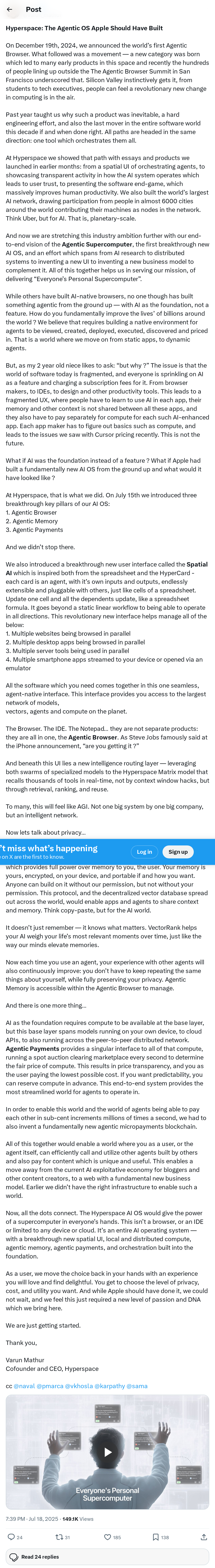 Hyperspace: The Agentic OS Apple Should Have Built
On December 19th, 2024, we announced the world’s first Agentic Browser. What followed wa