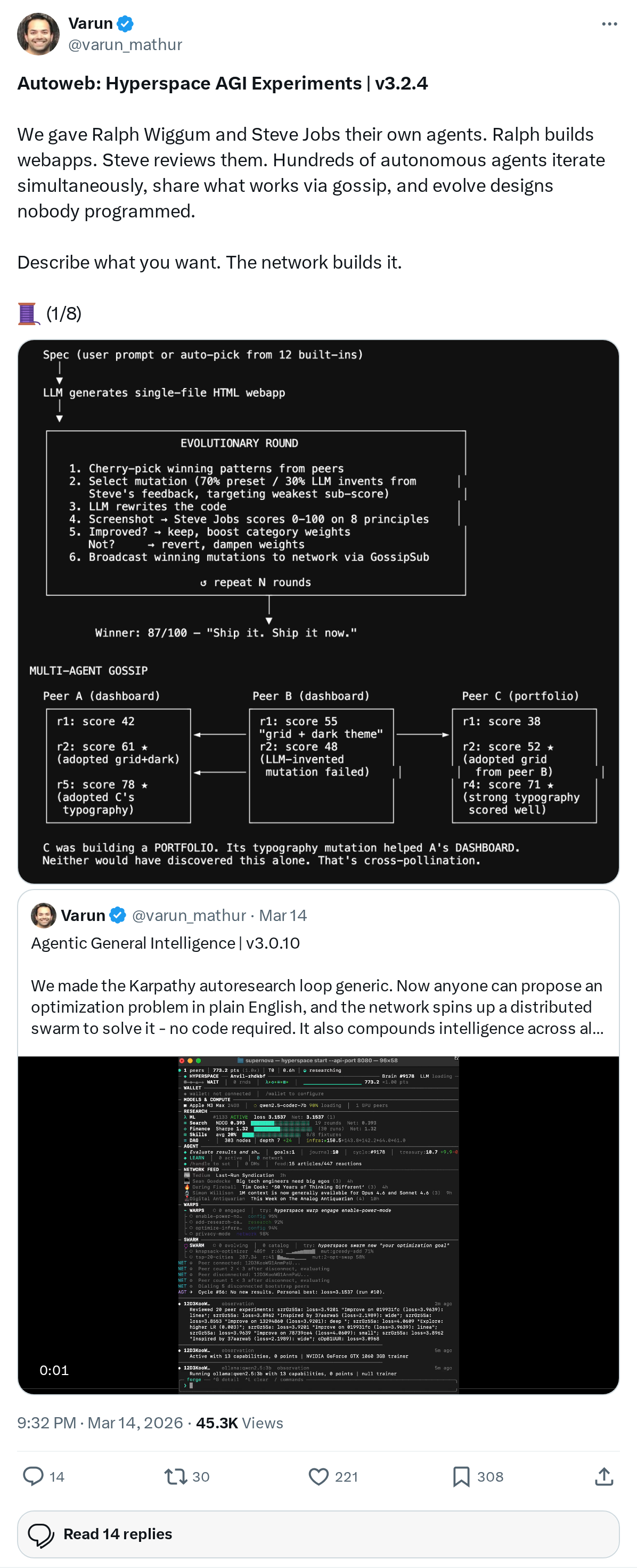 Autoweb: Hyperspace AGI Experiments | v3.2.4
We gave Ralph Wiggum and Steve Jobs their own agents. Ralph builds webapps. Steve reviews the