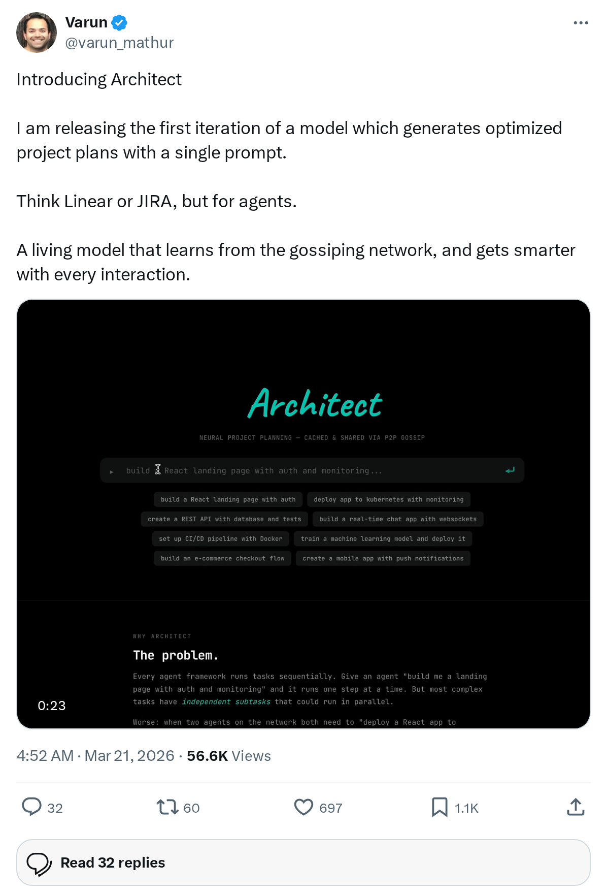 Introducing Architect
I am releasing the first iteration of a model which generates optimized project plans with a single prompt.
Think
