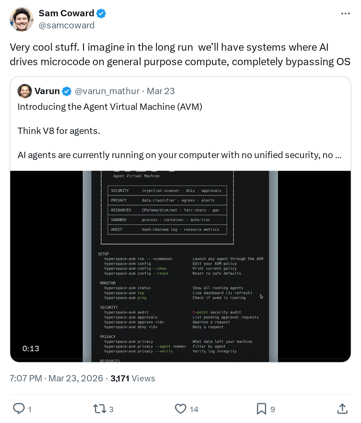 Very cool stuff. I imagine in the long run we’ll have systems where AI drives microcode on general purpose compute, completely bypassing OS