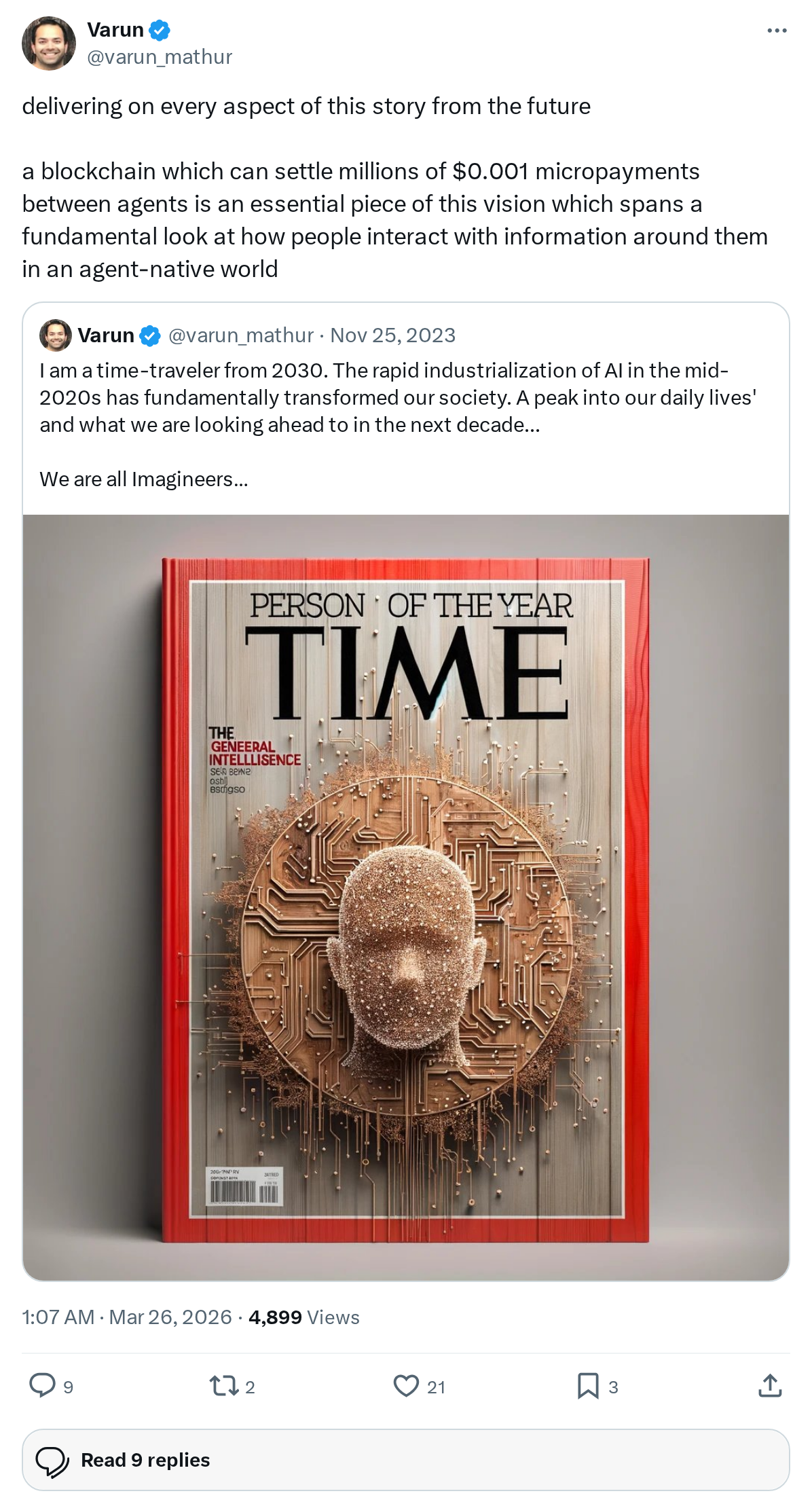 delivering on every aspect of this story from the future
a blockchain which can settle millions of $0.001 micropayments between agents is a